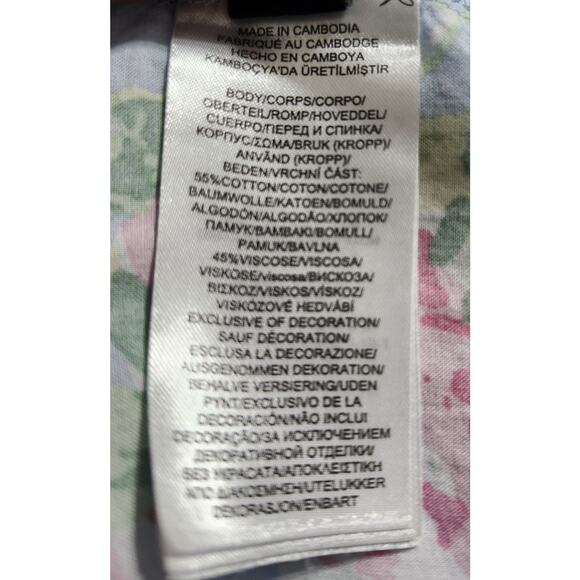 Ralph Lauren Blue Floral Pajama Set Top-M & Shorts-L Light Cotton Blend - Picture 8 of 10